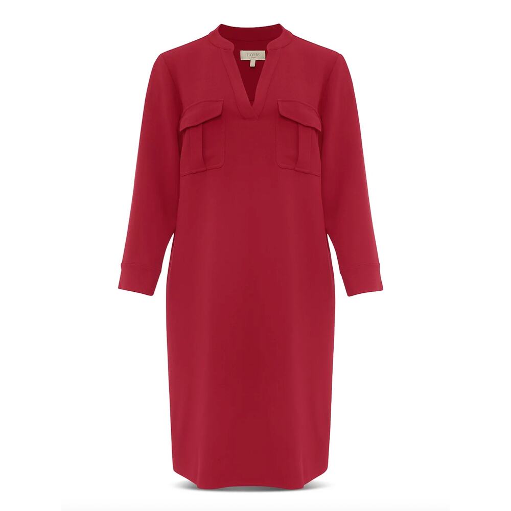 Hobbs London Katelena Mini Shift Tunic Crimson Red Dress Womens Size 8